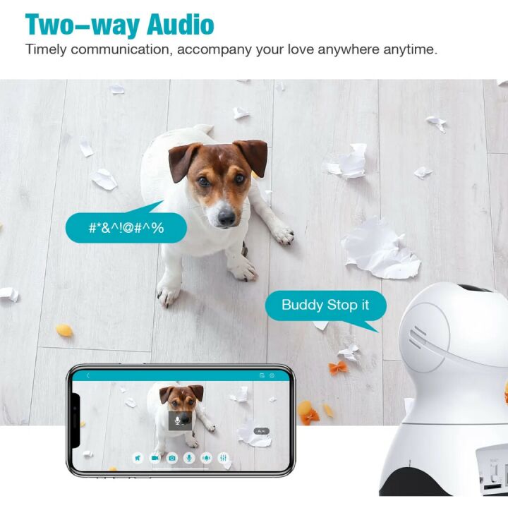 VIMTAG 1080P Pet Camera with Pan/Tilt & Audio