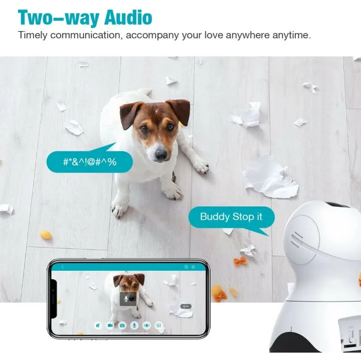 VIMTAG 1080P Pet Camera with Pan/Tilt & Audio