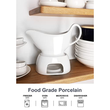 Elegant Nucookery Gravy Boat - Microwave Safe & Dripless Spout