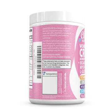 Creatine for Women | Creatine Monohydrate + BCAA Powder Myo-Inositol Collagen Biotin Hyaluronic Acid Folate L Glutamine Vitamin D3 Iron Zinc D-Chiro-Maca Digestion Shelf Builder by Clean Nutra