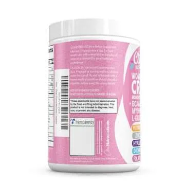 Creatine for Women | Creatine Monohydrate + BCAA Powder Myo-Inositol Collagen Biotin Hyaluronic Acid Folate L Glutamine Vitamin D3 Iron Zinc D-Chiro-Maca Digestion Shelf Builder by Clean Nutra