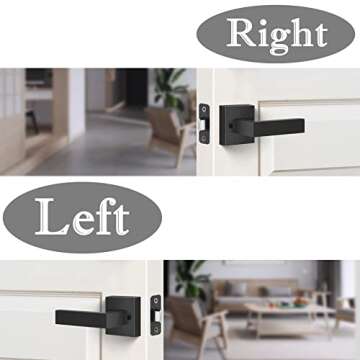 Front Door Handle, Single Cylinder Exterior Door Entry Handle with Door Lever, German Forging Technology Door Handle Set for House, Lever Reversible for Right and Left Sided Doors (Matte Black)