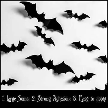 Whaline 72 Pack 3D Bats Stickers for Halloween Decor