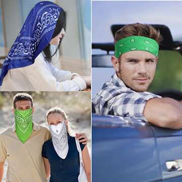 N-A 16 Pcs Bandanas Multi-Purpose Bandanas Paisley Cowboy Polyester Headbands 22x22 inch