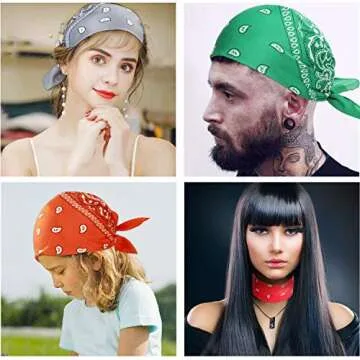 N-A 16 Pcs Bandanas Multi-Purpose Bandanas Paisley Cowboy Polyester Headbands 22x22 inch