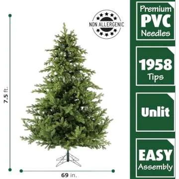 Fraser Hill Farm 7.5-Ft Foxtail Pine Artificial Christmas Tree