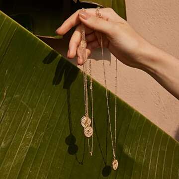 Valloey Rover Birth Flower Necklace for Women 14K Gold Plated Layered Dainty Carved Floral Pendant Necklace Personalized Engrave Month Necklace for Birthday Jewelry (February-Violet)