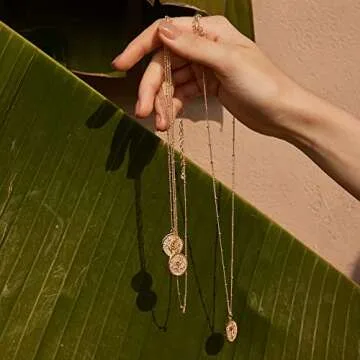 Valloey Rover Birth Flower Necklace for Women 14K Gold Plated Layered Dainty Carved Floral Pendant Necklace Personalized Engrave Month Necklace for Birthday Jewelry (February-Violet)