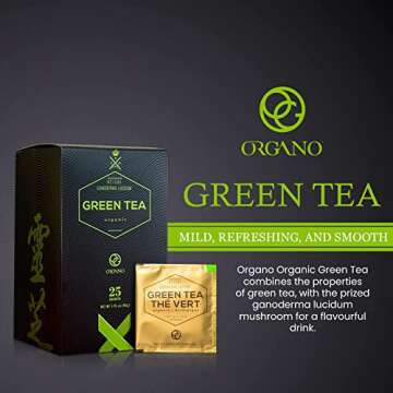 ORGANO Green Tea with Ganoderma Lucidum (1 Box of 25 Sachets)