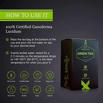 ORGANO Green Tea with Ganoderma Lucidum (1 Box of 25 Sachets)