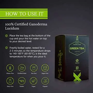 ORGANO Green Tea with Ganoderma Lucidum (1 Box of 25 Sachets)