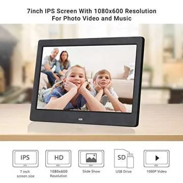 Digital Photo Frame with Remote Control - 32GB, 7-inch Display