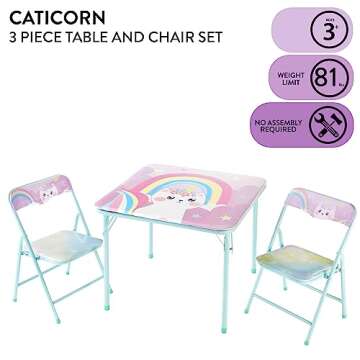Heritage Kids Caticorn 3 Piece Table and Chair Set - Colorful Playtime Furniture