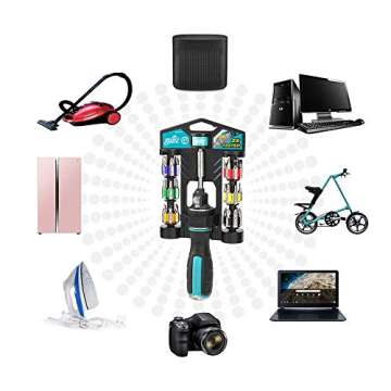 DOUBLEDRIVE Ratcheting Screwdriver Set - 2X Faster, 37-piece Magnetic Multi-bit Screw Drivers, Slotted/Philips/Pozi/Torx/Hex/Square, Repair Tool Kits for Laptop, PC, Furniture, DIY Hand Work