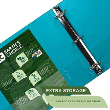 Samsill Plant-Based 2 Inch Durable Round Ring, Made in USA, View Binder, Eco-Friendly, USDA Certified Biobased, 4 Pack, Fashion Assortment