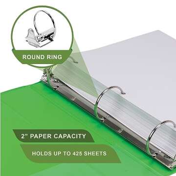 Samsill Plant-Based 2 Inch Durable Round Ring, Made in USA, View Binder, Eco-Friendly, USDA Certified Biobased, 4 Pack, Fashion Assortment