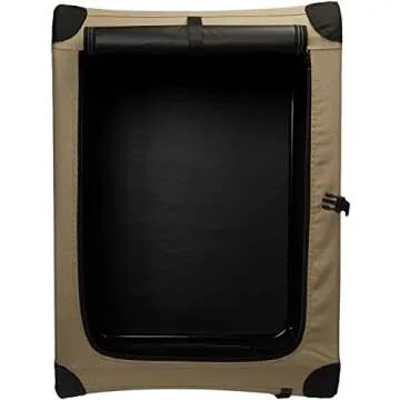 Amazon Basics 2-Door Portable Soft-Sided Folding Soft Dog Travel Crate Kennel, Medium (M 30" x 21" x 21"), Tan