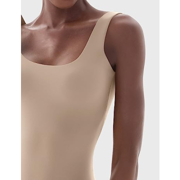 PUMIEY Women Bodysuit Square Neck Tank Top for Comfort