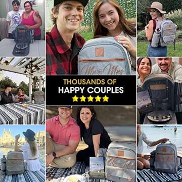 DELUXY Mr and Mrs Insulated Picnic Backpack for 2 - Wedding Gifts for Couple 2025, Honeymoon Gifts, Bridal Shower Gifts for Bride, Couples Gifts, for Couples Newly Engaged, Anniversary