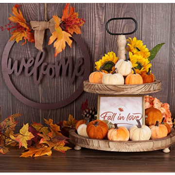 Diahom Pumpkin Decor Set - 12 Faux Velvet Pumpkins