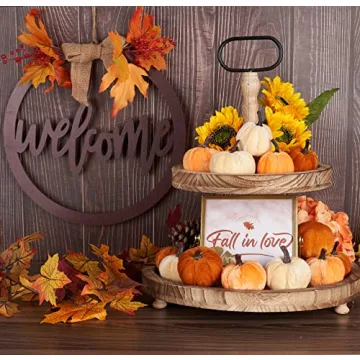 Diahom Pumpkin Decor Set - 12 Faux Velvet Pumpkins