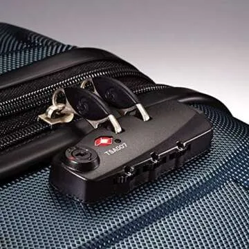 Samsonite Omni PC Hardside Expandable Luggage with Spinner Wheels, Navy, Checked-Large 28-Inch