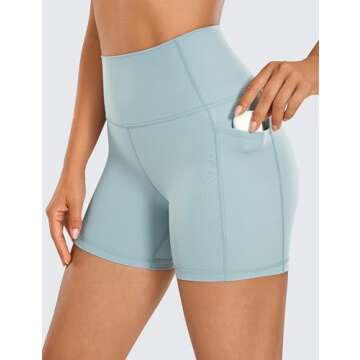 CRZ YOGA Women's Naked Feeling Biker Shorts with Pockets 5'' - High Waisted Yoga Gym Workout Spandex...