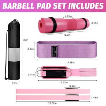Turakun Gym Barbell Pad Set: Hip Thrusts Pad for Squats Ankle Strap for Cable Machine Hip Resistance...