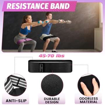 Turakun Gym Barbell Pad Set: Hip Thrusts Pad for Squats Ankle Strap for Cable Machine Hip Resistance Band Weight Lifting Strap and Carry Bag Gym Equipment Accessories, Pink