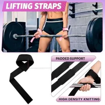 Turakun Gym Barbell Pad Set: Hip Thrusts Pad for Squats Ankle Strap for Cable Machine Hip Resistance Band Weight Lifting Strap and Carry Bag Gym Equipment Accessories, Pink