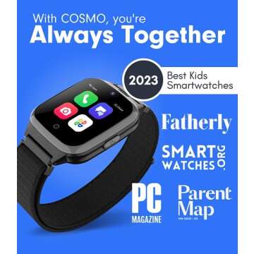 JrTrack 2 SE Smart Watch for Kids by Cosmo | 4G Phone Calling & Text Messaging | SIM Card & Flexible Data Plans | GPS Tracker Watch for Kids | Children’s Smartphone Alternative (Black)