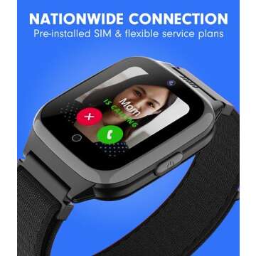 JrTrack 2 SE Smart Watch for Kids by Cosmo | 4G Phone Calling & Text Messaging | SIM Card & Flexible Data Plans | GPS Tracker Watch for Kids | Children’s Smartphone Alternative (Black)