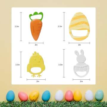Easter Teething Toys for Toddlers – Soft Silicone Baby Easter Chew Toy, My First Easter Teether fo...