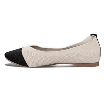 Husmeu Dress Ballet Flats for Women Comfortable Work Pointed Toe Knit Flats Shoes Comfortable Ballet...