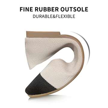 Husmeu Dress Ballet Flats for Women Comfortable Work Pointed Toe Knit Flats Shoes Comfortable Ballet Flat Shoes for Women Beige Black 6.5-7