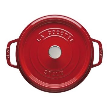 Staub 4 Qt Round Cocotte Cherry Red Durable Cooking Pot