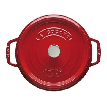 Staub 4 Qt Round Cocotte Cherry Red Durable Cooking Pot