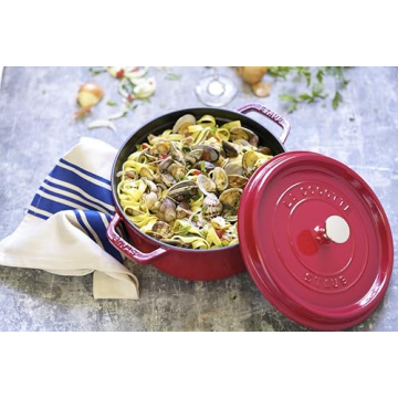 Staub 4 Qt Round Cocotte Cherry Red Durable Cooking Pot