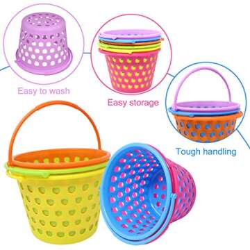 JOYIN 6 Pieces 8" Easter Egg Baskets with Handle and 55 g Tricolors Grass for Garden Party Favors, Easter Eggs Hunt, Goodies Goody, Basket Fillers Stuffers Toy