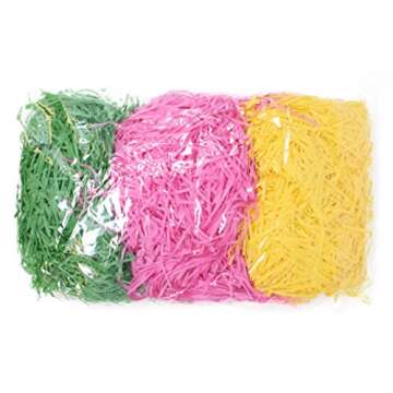 JOYIN 6 Pieces 8" Easter Egg Baskets with Handle and 55 g Tricolors Grass for Garden Party Favors, Easter Eggs Hunt, Goodies Goody, Basket Fillers Stuffers Toy