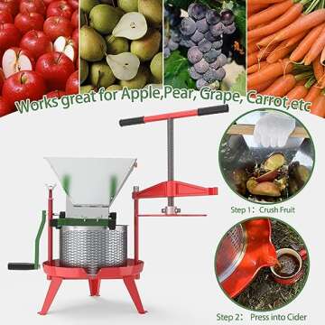Fruit and Apple Crusher - 7L Manual Juicer Grinder,Portable Fruit Scratter Pulper for Wine and Cider Pressing(Stainless Steel,1.8 Gallon,Green)