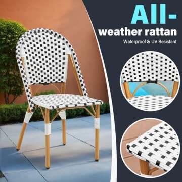 ECOTOUGE French Bistro Chair Set - Versatile Seating Style