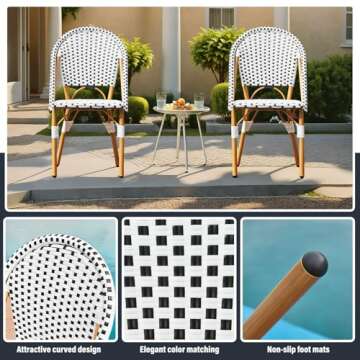ECOTOUGE French Bistro Chair Set - Versatile Seating Style