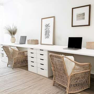 Kaboon White Table Top 23.62" D x 59.1" W, Solid One-Piece Desktop, Universal Wood Countertop, Reversible Laminate Top, Double Desks, L-Desk DIY, for Home and Commercial