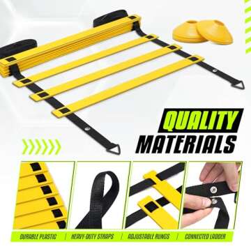 Yes4All Speed Agility Ladder Training Equipment with Carry Bag - 12 Rungs Yellow