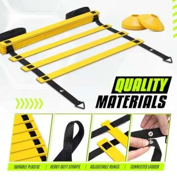 Yes4All Speed Agility Ladder Training Equipment with Carry Bag - 12 Rungs Yellow