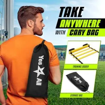 Yes4All Speed Agility Ladder Training Equipment with Carry Bag - 12 Rungs Yellow