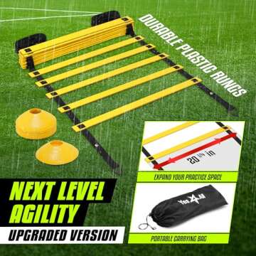 Yes4All Speed Agility Ladder Training Equipment with Carry Bag - 12 Rungs Yellow