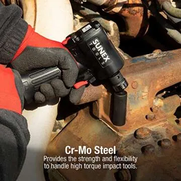 SUNEX TOOLS 3301, 3/8 Inch Drive, Universal Impact Joint, Cr-Mo Alloy Steel, Cr-Mo Steel, Radius Corner Design, Flexible, Meets ANSI Standards