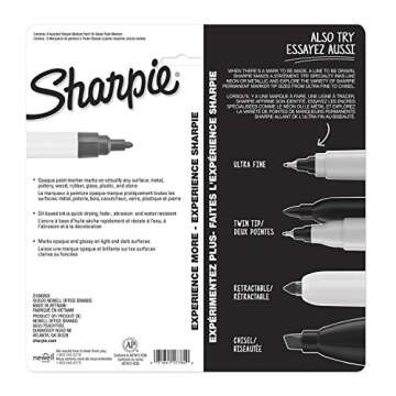 Sharpie Oil-Based Paint Markers, Medium Point, Assorted Colors, 8 Count - Great for Rock Painting